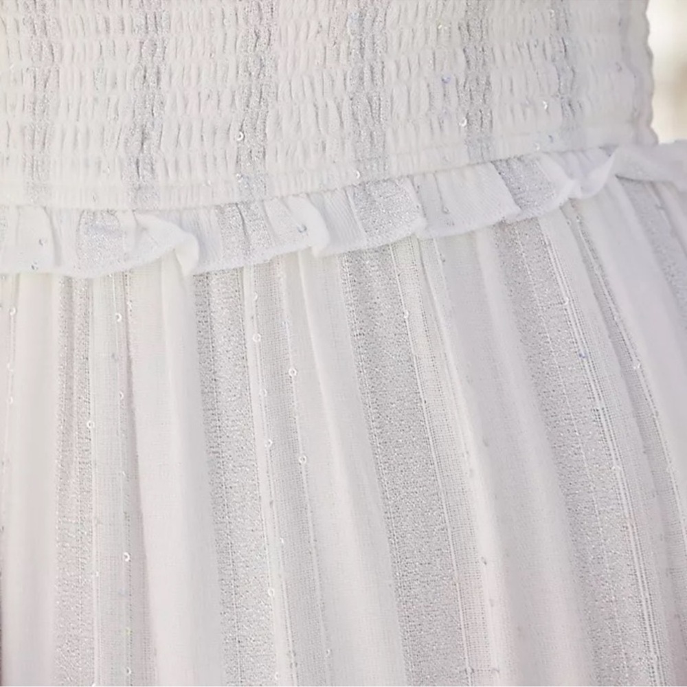 ANTHROPOLOGIE PQ Victoria Smocked Ruffles Coverup Sequins Maxi Dress M/L NWT - Picture 6 of 11